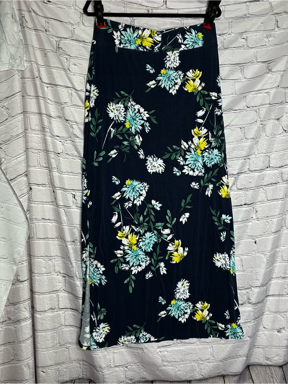 5/$20 Spring Summer Floral Whimsy Cottagecore Fairy Stretch Maxi Skirt Navy Blue